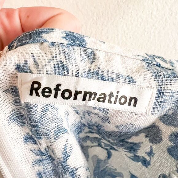 Reformation Violaine Linen Dress in Olympia Size 2 - Picture 7 of 9